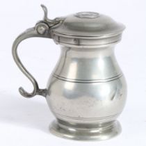 A 19th century pewter Imperial half-pint domed-lidded baluster measure, Glasgow, circa 1840 With