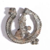 A 14th century pewter pilgrim badge, from the Shrine of Thomas Becket, Canterbury, circa 1350