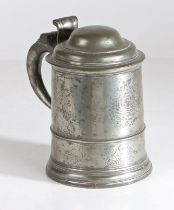 Wool Guild, Norwich : A rare and fine George II pewter double domed-lidded straight-sided and