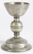 An unusual and rare William & Mary pewter communion cup, circa 1700 Having a relatively small