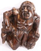 A rare 16th century carved oak and polychrome secular figure, Norfolk/Suffolk, circa 1500-50