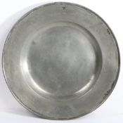 A Charles II pewter multiple-reeded broad rim charger, Derby/London, circa 1680 With hallmarks to