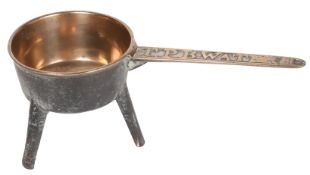 A bronze skillet, by Thomas Pyke, Bridgewater (fl.1742-1830) The handle cast with the name and