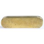 A mid-18th century brass engraved tobacco box, Dutch, circa 1755 Of rounded-rectangular form, the