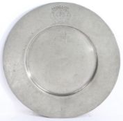 A 17th century pewter broad-rim plate, French, circa 1640 The rim engraved with a coronet