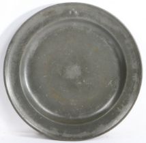 A George II pewter single-reed rim dish, Devon, circa 1750 With touchmarks to rear of Richard