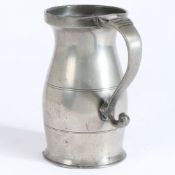 A George III pewter OEWS quart lidless baluster measure, probably Wigan, circa 1780 The body with