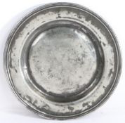 An early 18th century pewter multiple-reed plate, English, circa 1700-20 With part touchmark and