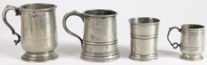 A 19th century pewter Imperial pint mug, circa 1830 The truncated cone drum with low fillet and