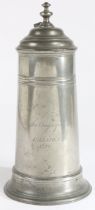 A George III pewter spire flagon, dated 1769 Having a domed lid with pagoda-type knop, a tear-drop