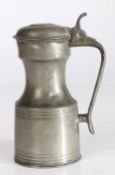 A rare pewter half-mutchkin lidded tappit hen, Edinburgh, circa 1800 The body of typical