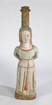A ‘lime wood’ and polychrome figural carving, St. Felicula Depicted standing, hands tied behind