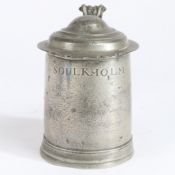 A rare and documented William & Mary OEWS quart straight-sided dome-lidded tankard, Birmingham,