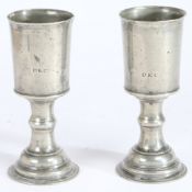 A rare pair of 18th century pewter communion cups, Irish, circa 1770-90 Each with a deep and