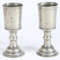 A rare pair of 18th century pewter communion cups, Irish, circa 1770-90 Each with a deep and