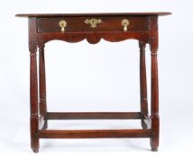 A small George I oak, fruitwood and walnut side table, circa 1720 The twin-plank ovolo-moulded top