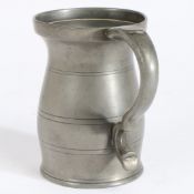 A rare George III pewter OEWS pint lidless baluster measure, North of England, probably Wigan, circa