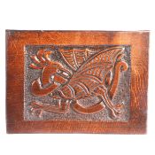 A Charles II oak cockatrice carved panel, circa 1680 Designed as a two-legged winged dragon, with