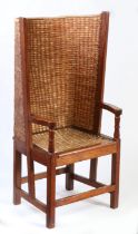 An Orkney black oat straw and oak-framed Kirkness-type chair, circa 1900 Of typical form, with bowed