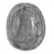 Civil War Interest: A Charles I Royalist pewter medallion, circa 1642-49 Of oval form, cast with a