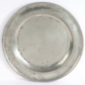 A George III pewter single reed rim dish, Scottish, dated 1790 The rim engraved ‘ASSOCIATE