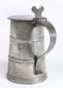 A rare pewter OEAS quart twin-banded flat-lid ‘flagon', English or possibly Scottish, circa 1700-