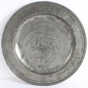 A William & Mary pewter multiple-reeded dish, circa 1690 With hallmarks to front rim and touchmark