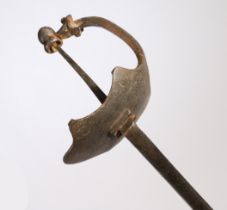 An 18th century rapier type sword With scalloped steel bowl guard, blade length 49 cm