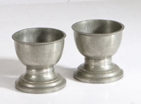 A pair of George II pewter cup salts, initialled and dated 1740 Each bowl having a flattened rim,