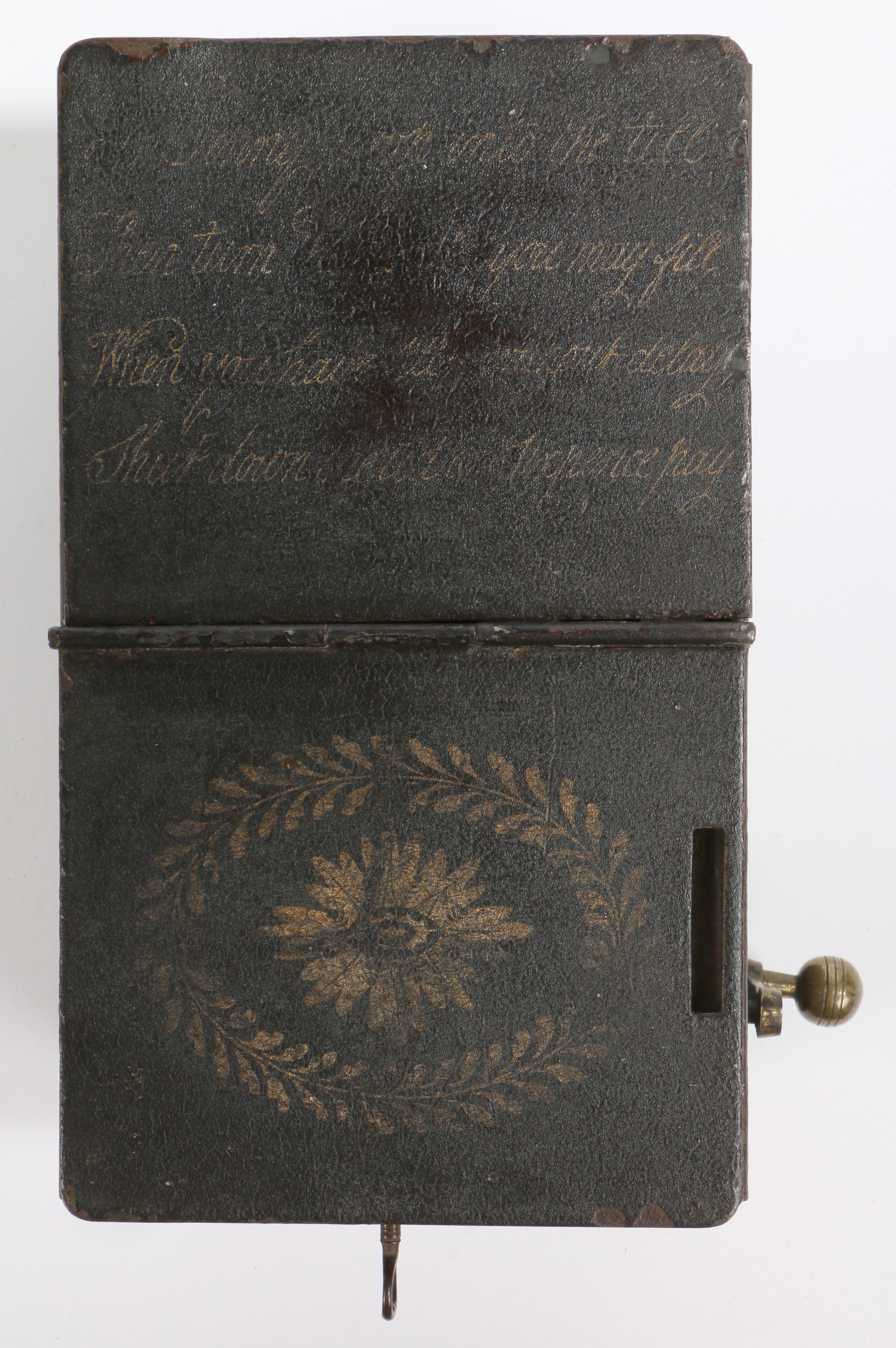 A rare George III painted toleware ‘honesty' box, circa 1800-20   Of typical rectangular form, - Image 3 of 3