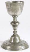 A rare William & Mary pewter ‘recusant’ chalice, circa 1700 Having a relatively small bowl, with