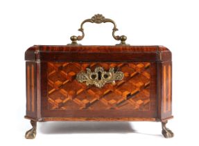A good 18th century kingwood and parquetry-inlaid tea caddy, in the manner of Abraham Roentgen (