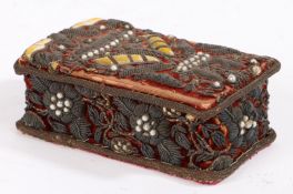 An early 18th century Stumpwork casket, possibly Ottoman, designed with foliate and glass beaded