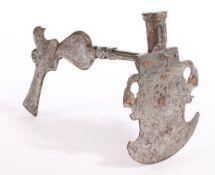 A rare, probably unique, William & Mary well-designed and decorated iron ‘sugar’ hammer and chopper,