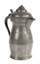 A rare early 19th century pewter OEWS quart triple-dome lidded wine measure, Edinburgh, circa 1820