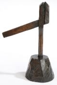 A rare wooden rushlight holder, made completely in oak, and signed by the maker, Shropshire/