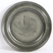 A George II/III pewter single-reed plate, Oxfordshire, circa 1720-40 Touchmark and hallmark to