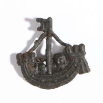 A 14th century pewter pilgrim badge, probably Thomas Becket returning from exile, circa 1350-1400