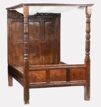 A Charles II oak part 'tester-bed', Lancashire, circa 1670 Without panelled tester, but with