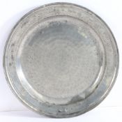 A William & Mary pewter multiple-reed narrow rim and hammered all-over plate, circa 1690