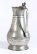 A good George II pewter half-gallon Guernsey measure, Hampshire, circa 1730 Type 1 (Woolmer), with