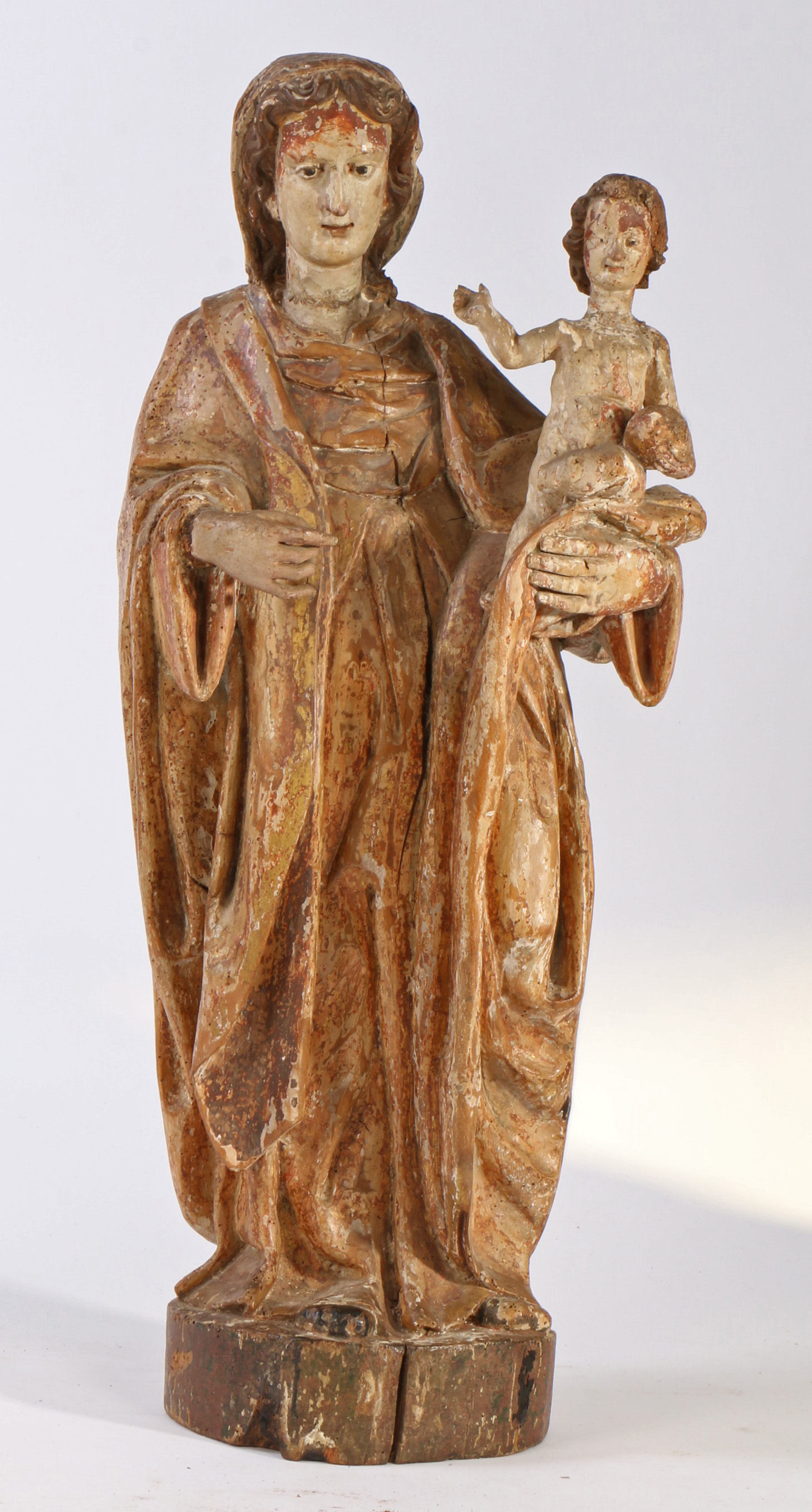 A 16th/17th century polychrome-decorated figural carving, Madonna & Child, European The Virgin - Image 3 of 3