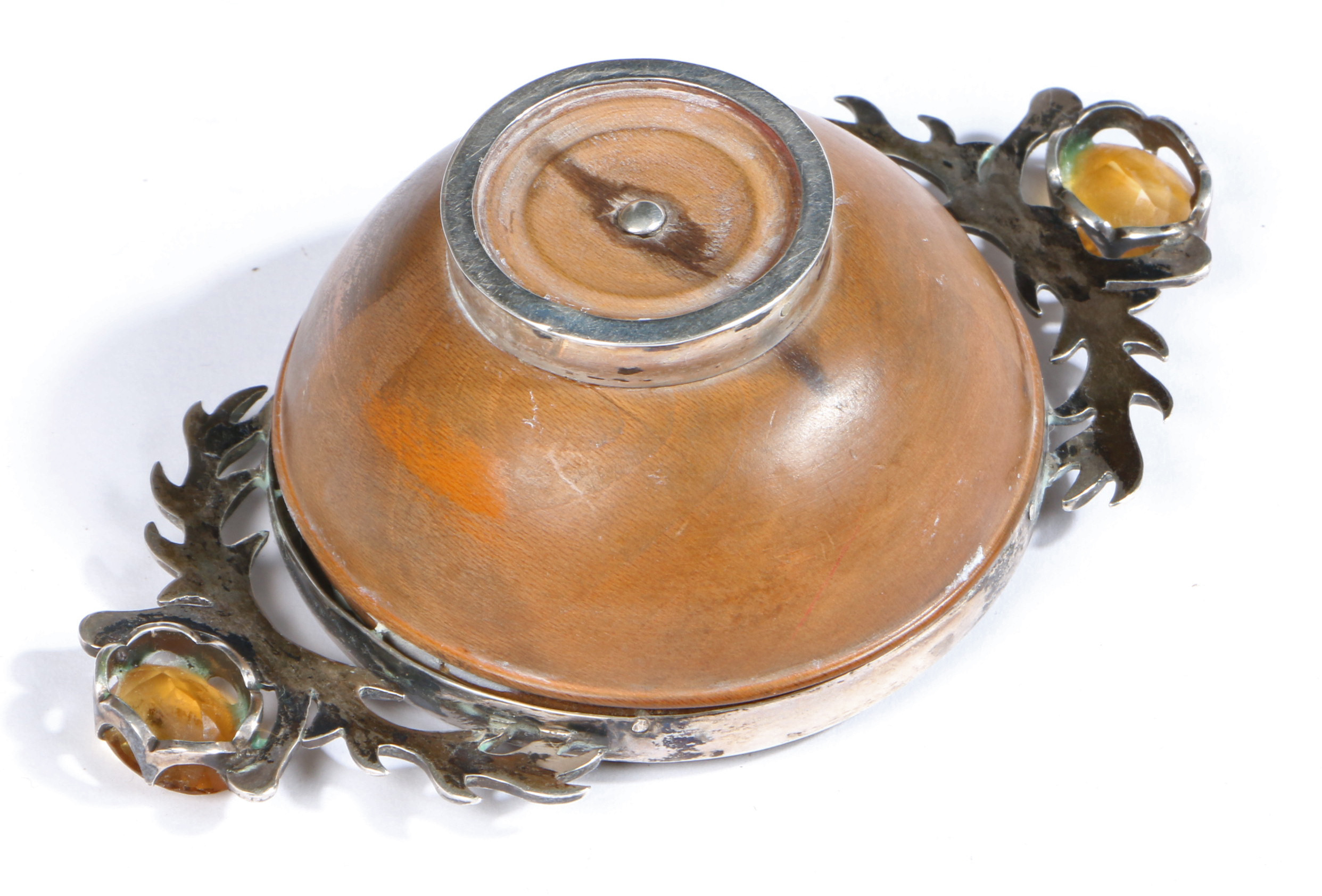 A 19th century Scottish quaich With two handles, each set with a cairngorm within white metal - Image 3 of 4