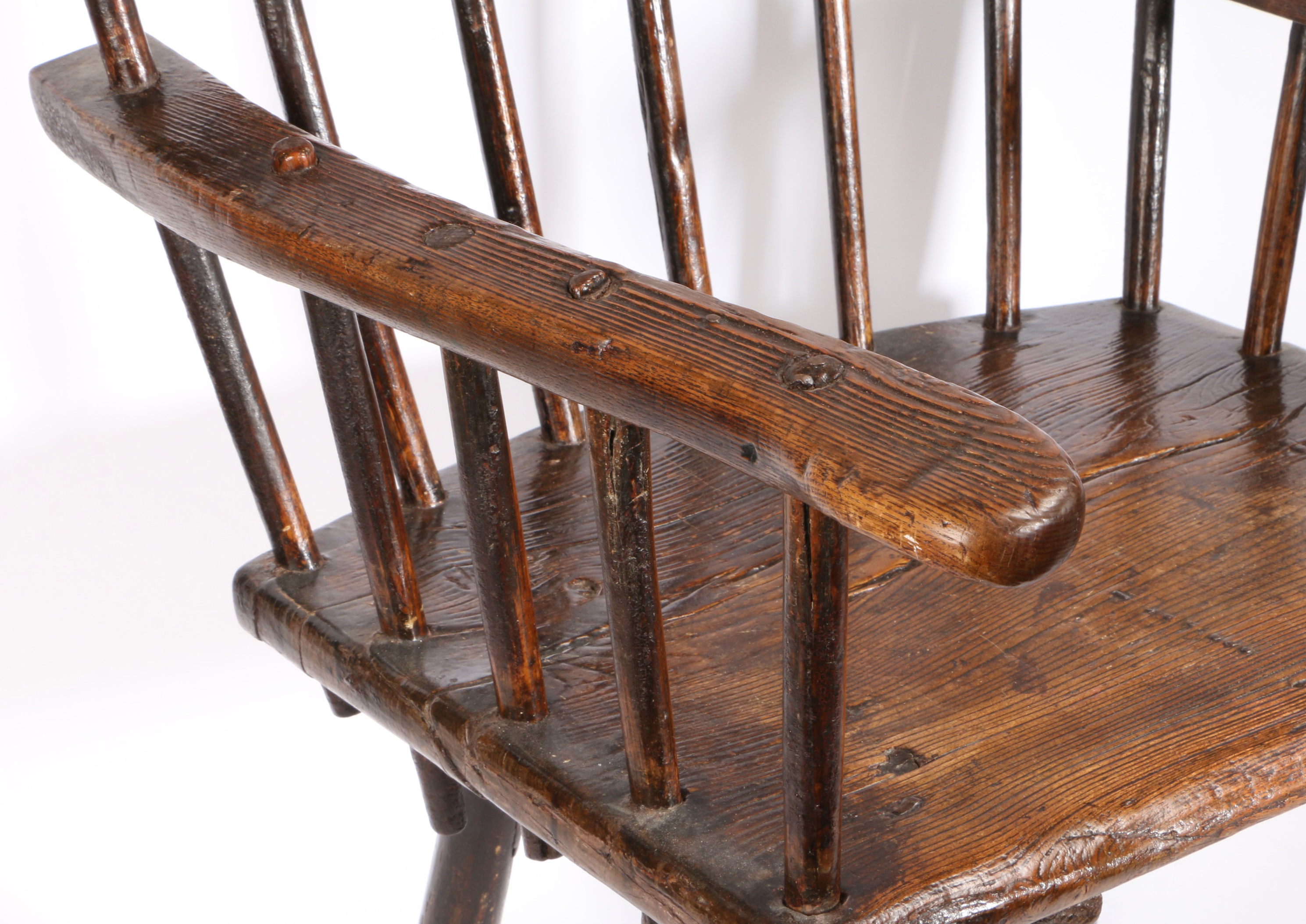 A rare George III ash comb-back primitive Windsor armchair, circa 1800 The back of seven hand-shaped - Image 2 of 2