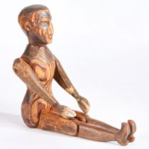 A late 19th century small pine lay figure The articulated limbs with pin joints, restorations,
