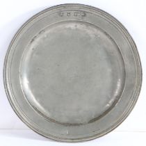 A small William & Mary pewter multiple-reeded rim plate, circa 1690 Hallmarks to rim of John Kenton,