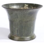 An early 18th century bronze-alloy mortar, English, circa 1700 Of flared form, with single high