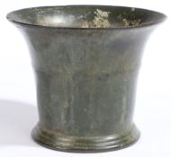 An early 18th century bronze-alloy mortar, English, circa 1700 Of flared form, with single high