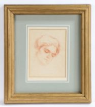 English School (19th Century) Study of a Lady with Eyes Closed unsigned, conte drawing 21.5 x 16.5cm
