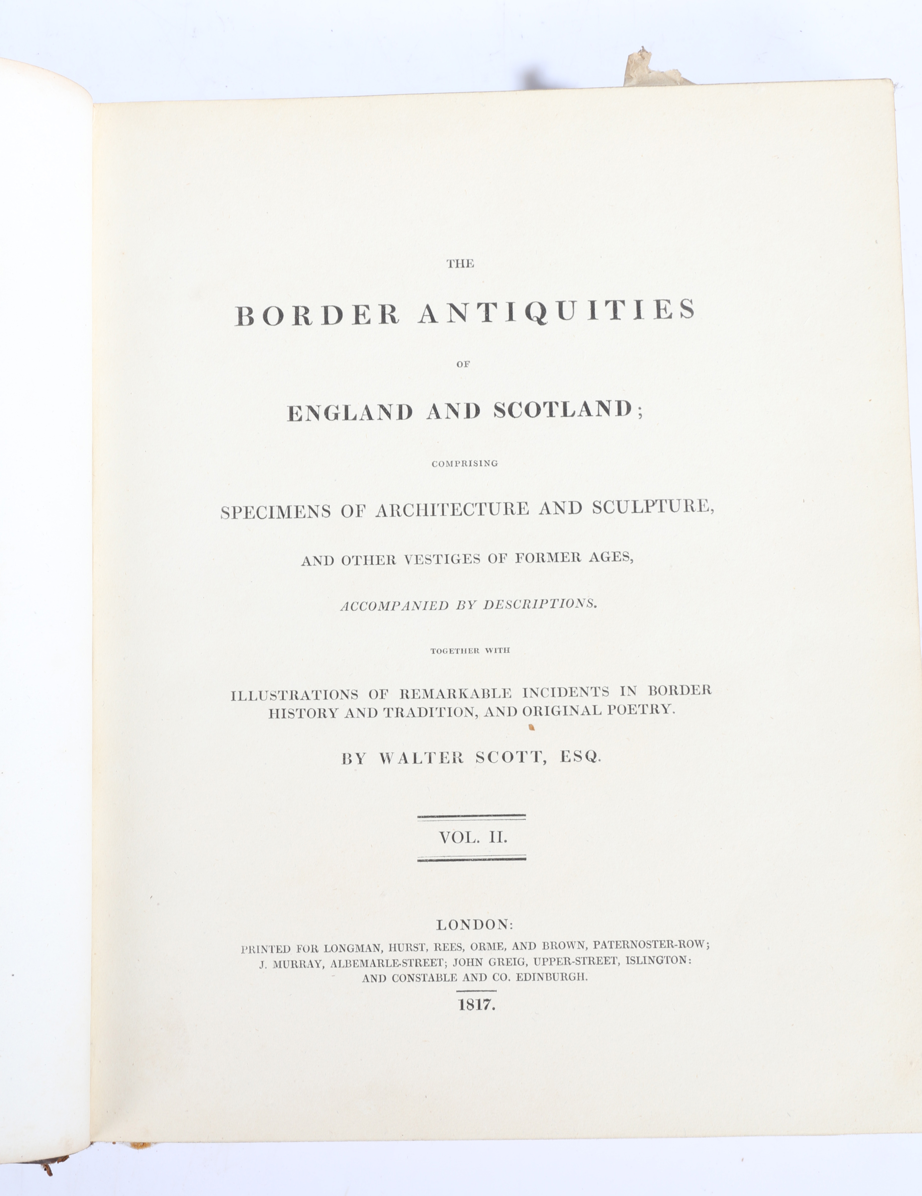 Walter Scott ESQ "The Border Antiquities of England and Scotland comprising of architecture and - Image 7 of 13